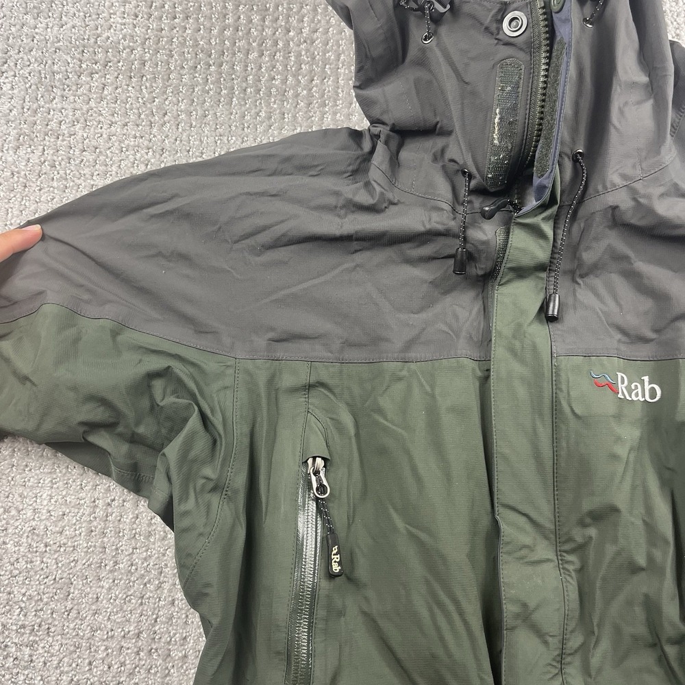 Rab QWA-31 Bergen Jacket Event Black Green Hooded Rain Coat Men’s Small - Picture 9 of 16